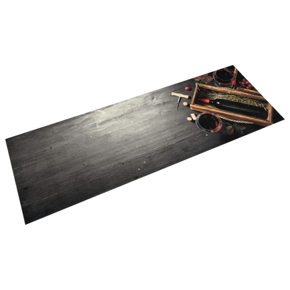Alfombra de cocina lavable terciopelo botella de vino 60x180