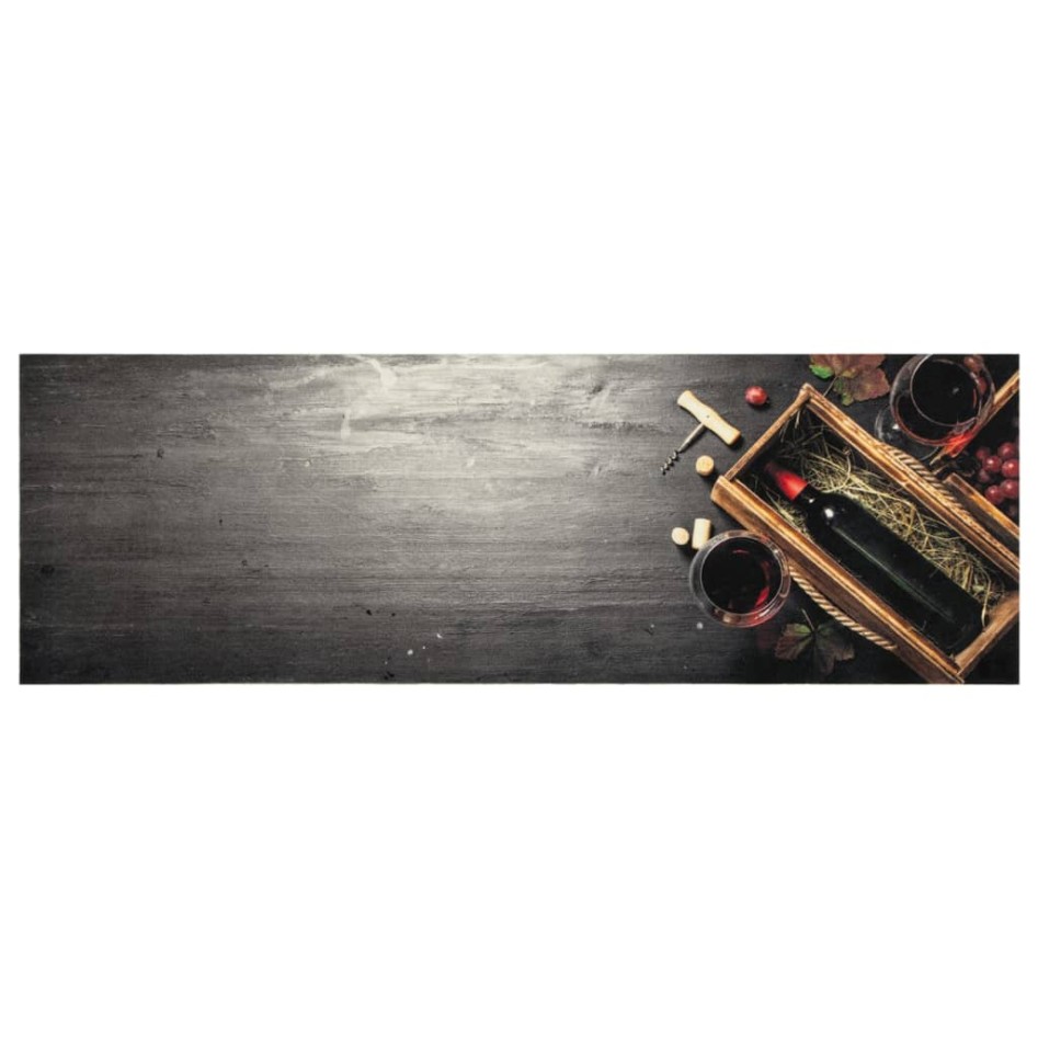 Alfombra de cocina lavable terciopelo botella de vino 60x180