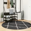 Alfombra de pelo largo moderna negro y crema Ø 160 cm