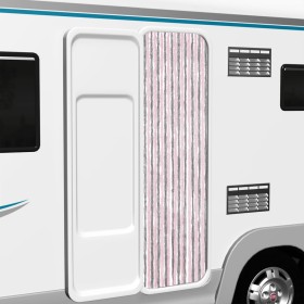 Cortina antimoscas chenilla gris plateado y rosa 56x200