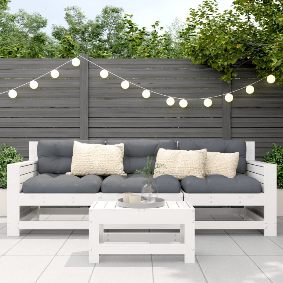 Taburete de jardín madera maciza de pino blanco 62x30x32