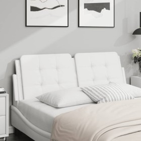 Cabecero de cama acolchado cuero sintético blanco 120