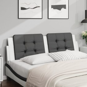 Cabecero de cama acolchado cuero sintético negro blanco 160