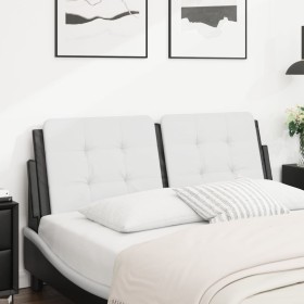 Cabecero de cama acolchado cuero sintético blanco negro 140