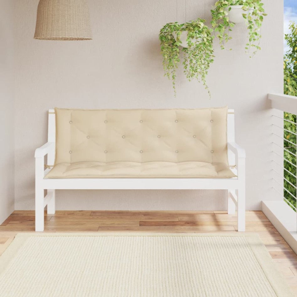 Cojines de banco de jardín 2 uds tela Oxford beige 150x50x7