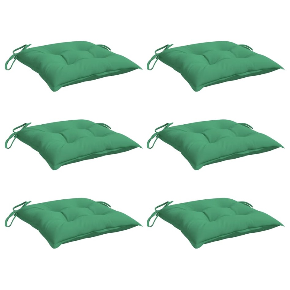 Cojines de silla de jardín 6 uds tela Oxford verde 40x40x7