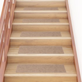 Alfombrillas autoadhesivas escaleras 15 uds marrón 76x20