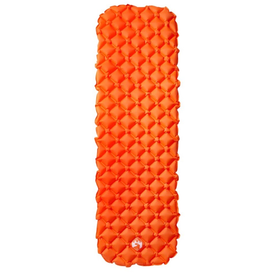 Colchón inflable de camping para 1 persona naranja 190x58x6