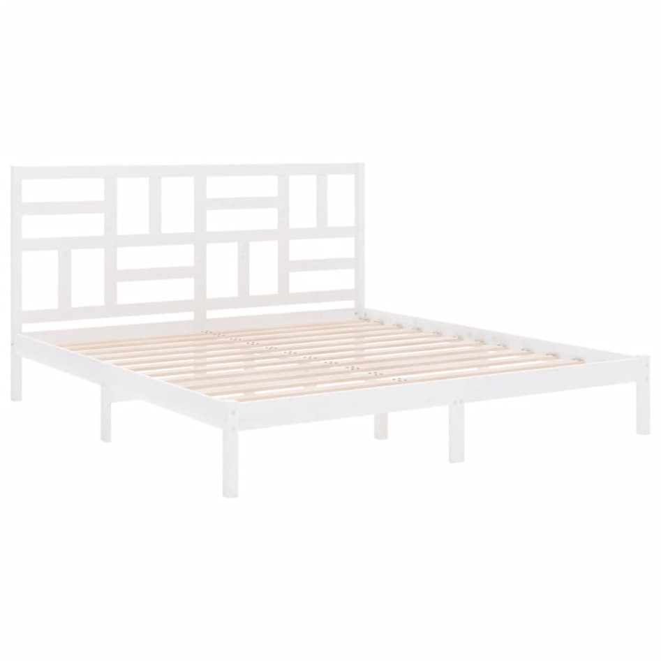Estructura de cama madera maciza blanco 200x200