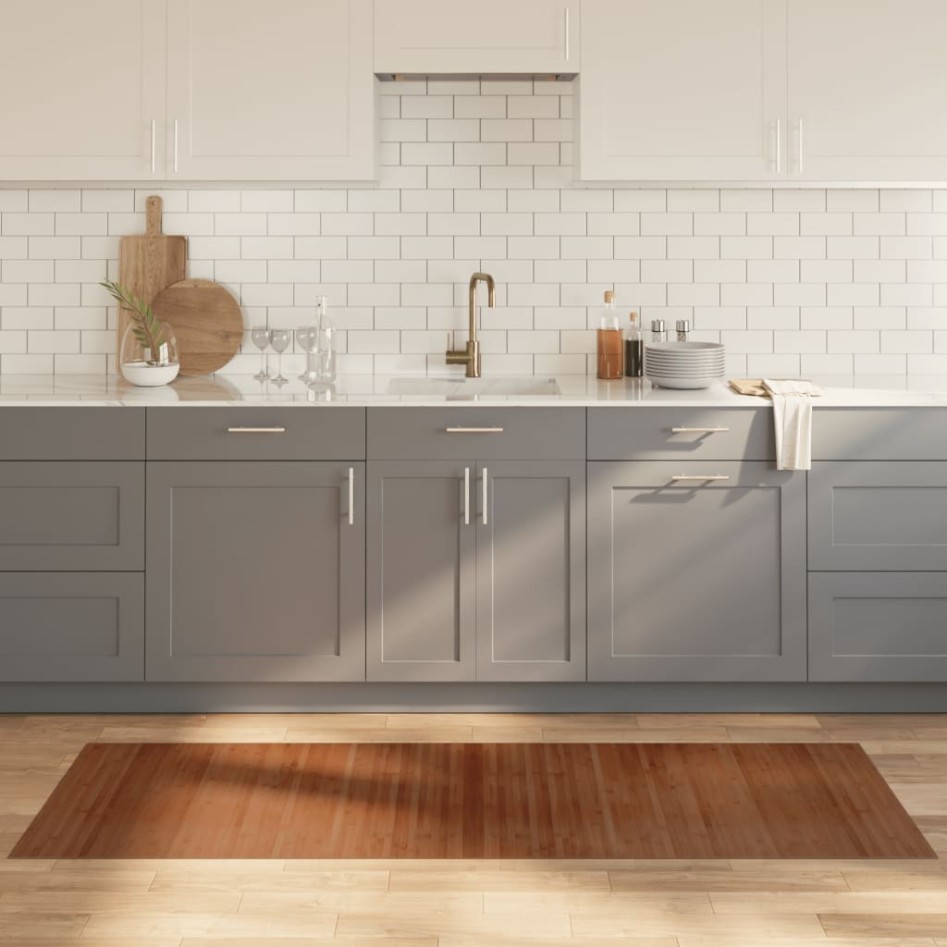 Alfombra rectangular bambú marrón 70x200