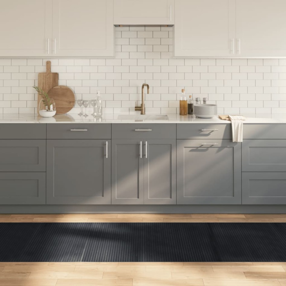 Alfombra rectangular bambú negro 80x500