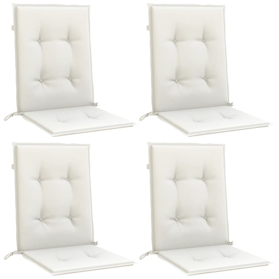 Cojines silla respaldo bajo 4 ud tela crema melange 100x50x4