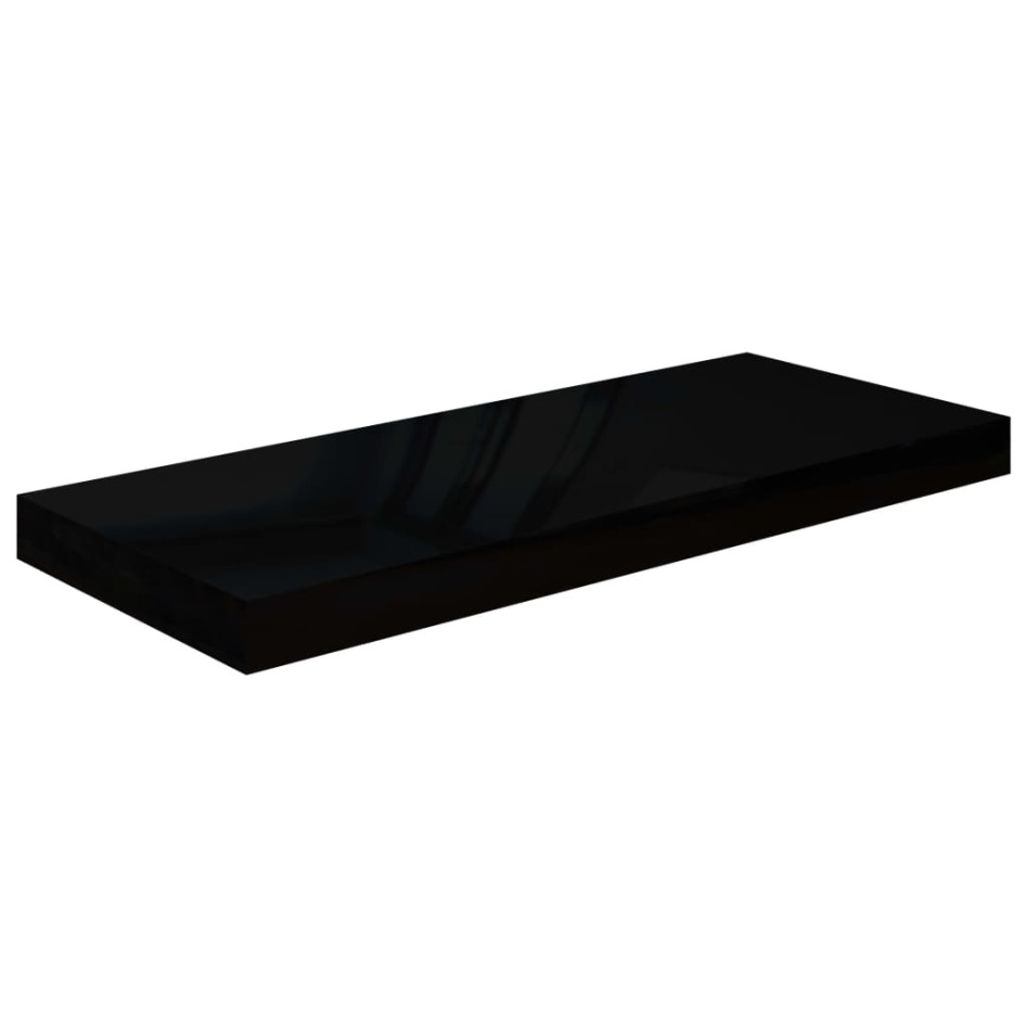 Estante flotante de pared 2 uds MDF negro brillo 60x23,5x3,8