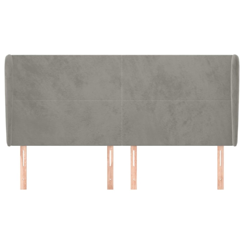 Cabecero con orejas de terciopelo gris claro 203x23x118/128