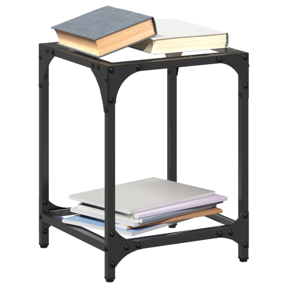 Mesas de centro 2 uds vidrio transparente y acero 30x30x40