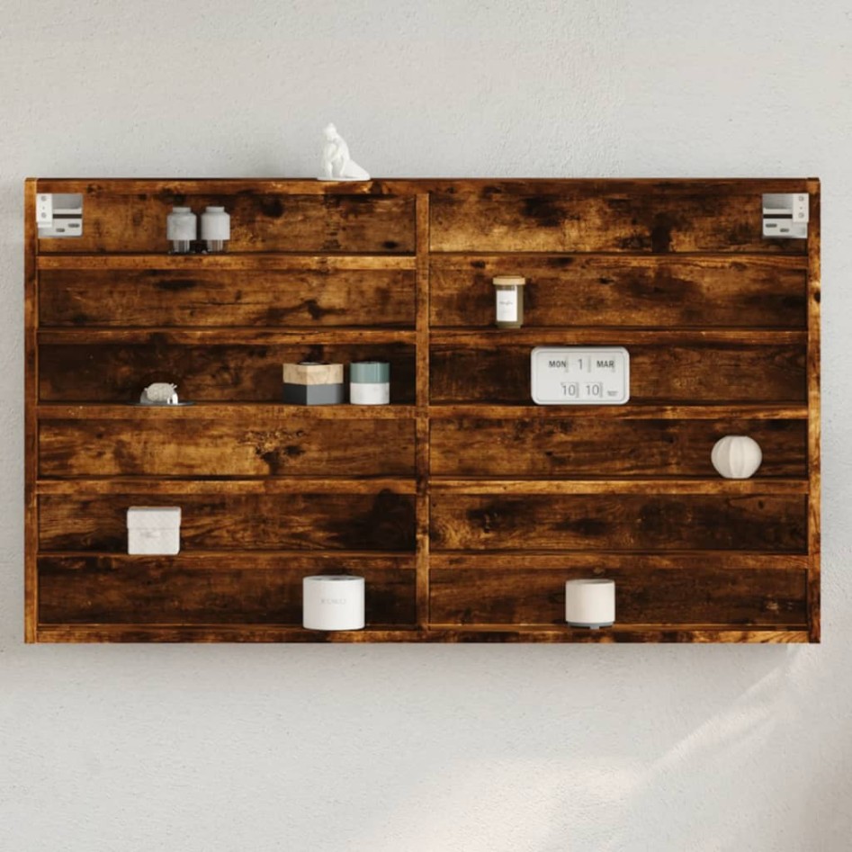 Vitrina de madera de ingeniería roble ahumado 100x8,5x58