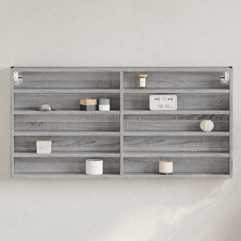 Vitrina de madera de ingeniería gris Sonoma 100x8,5x50