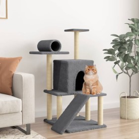 Rascador para gatos con postes de sisal gris oscuro 110,5
