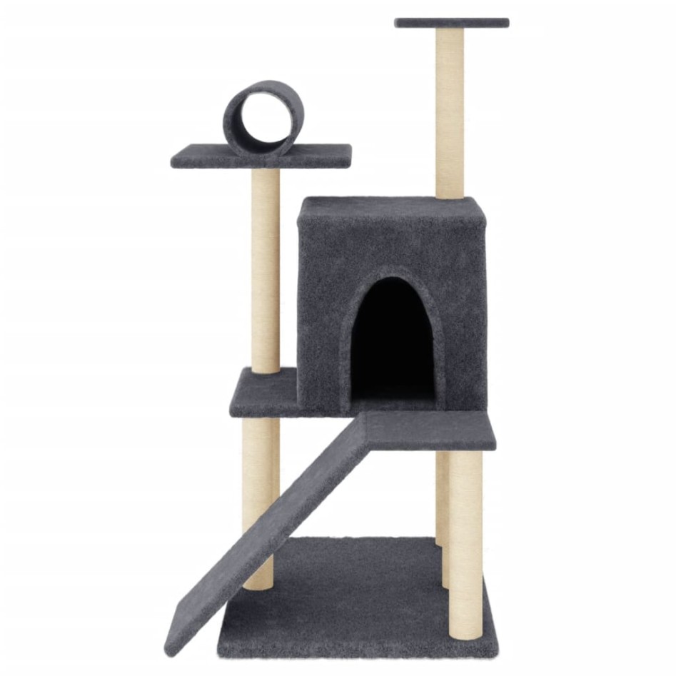 Rascador para gatos con postes de sisal gris oscuro 110,5
