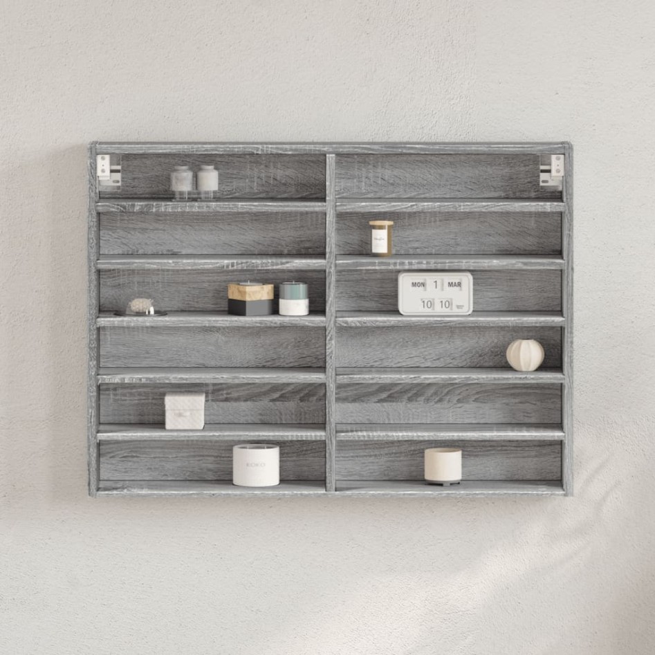 Vitrina de madera de ingeniería gris Sonoma 80x8,5x58