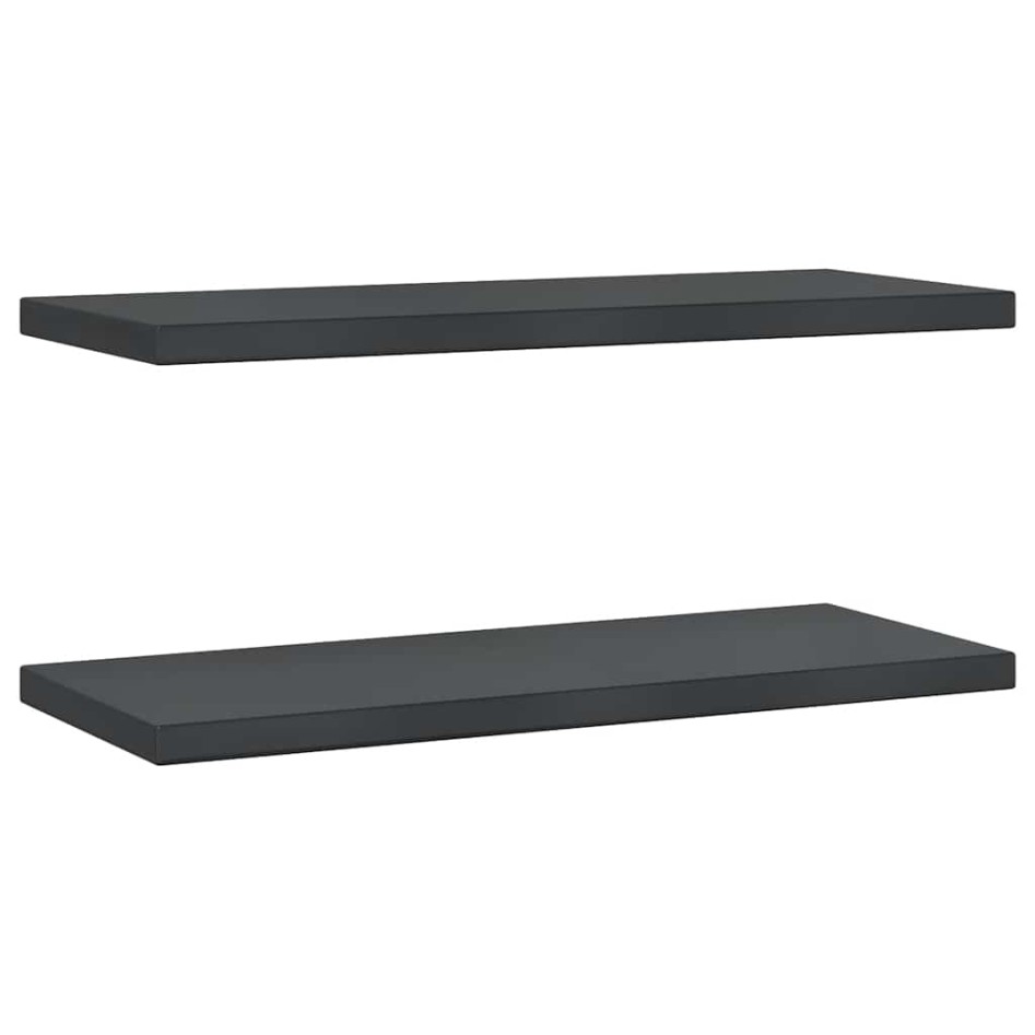 Estantes de pared 2 uds acero inoxidable negro 75x30x3