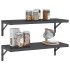 Estantes de pared 2 uds acero inoxidable negro 75x30x3