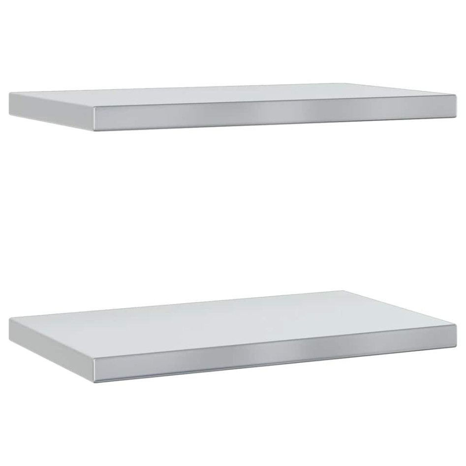 Estantes de pared 2 uds acero inoxidable plateado 50x30x3