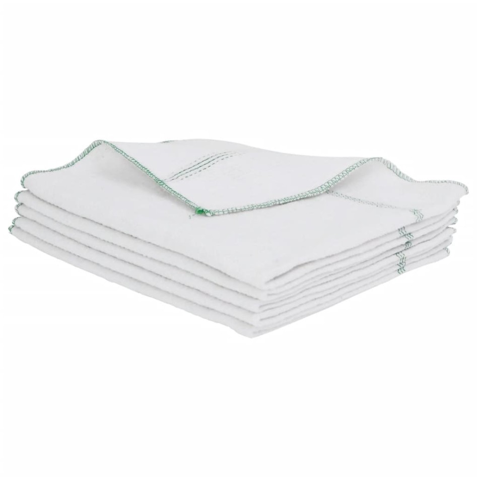 Paños de limpieza 50 uds blancas con rayas verdes 50x60