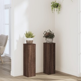 Soportes de plantas 2 uds madera marrón roble 17x17x60