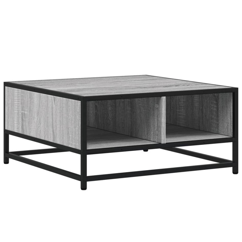 Mesa de centro madera y metal gris Sonoma 60,5x60,5x30