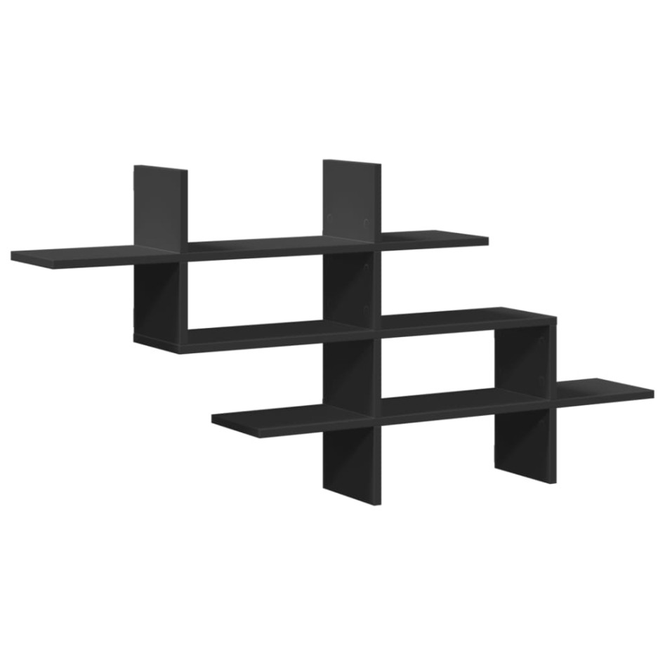 Estantería de pared madera de ingeniería negra 124,5x18x60,5