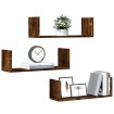 Estantes pared 3 uds madera ingeniería roble ahumado 58x18x18cm