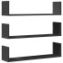 Estantes de pared 3 uds madera de ingeniería negro 80x18x18