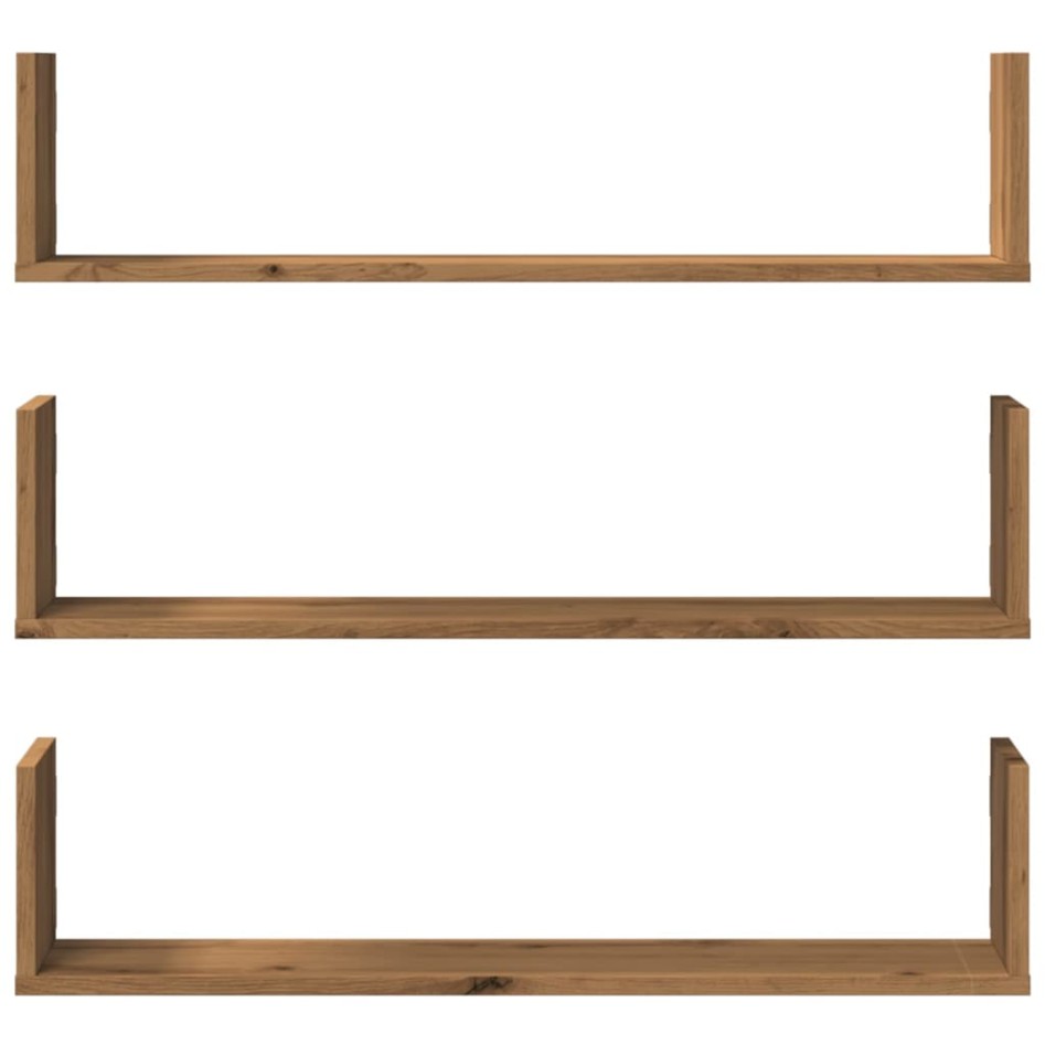Estantes de pared 3 uds madera ingeniería artisian 80x18x18