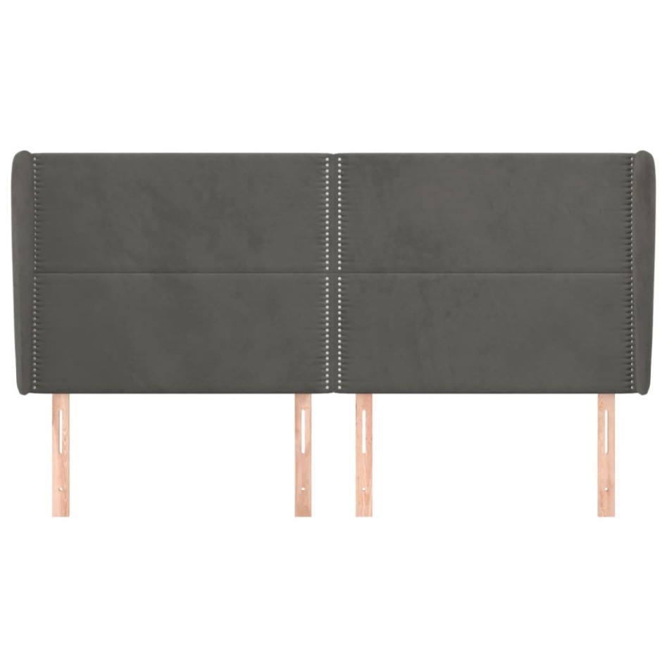 Cabecero con orejas de terciopelo gris oscuro 163x23x118/128