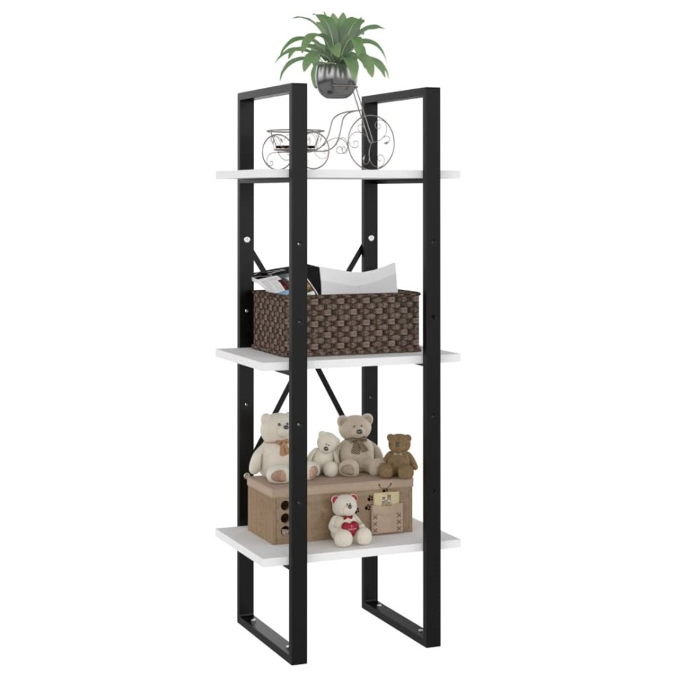 Estantería de 3 niveles madera contrachapada blanco