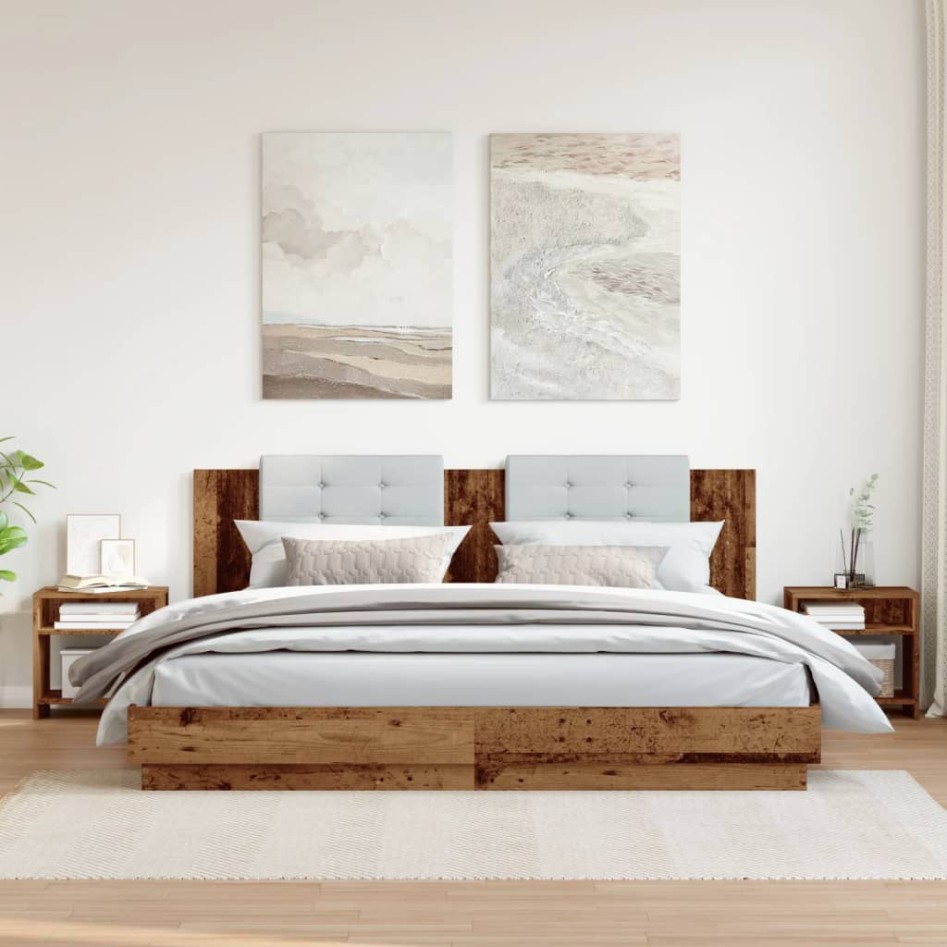 Mesitas de noche 2 uds madera ingeniería envejecida 40x30x40