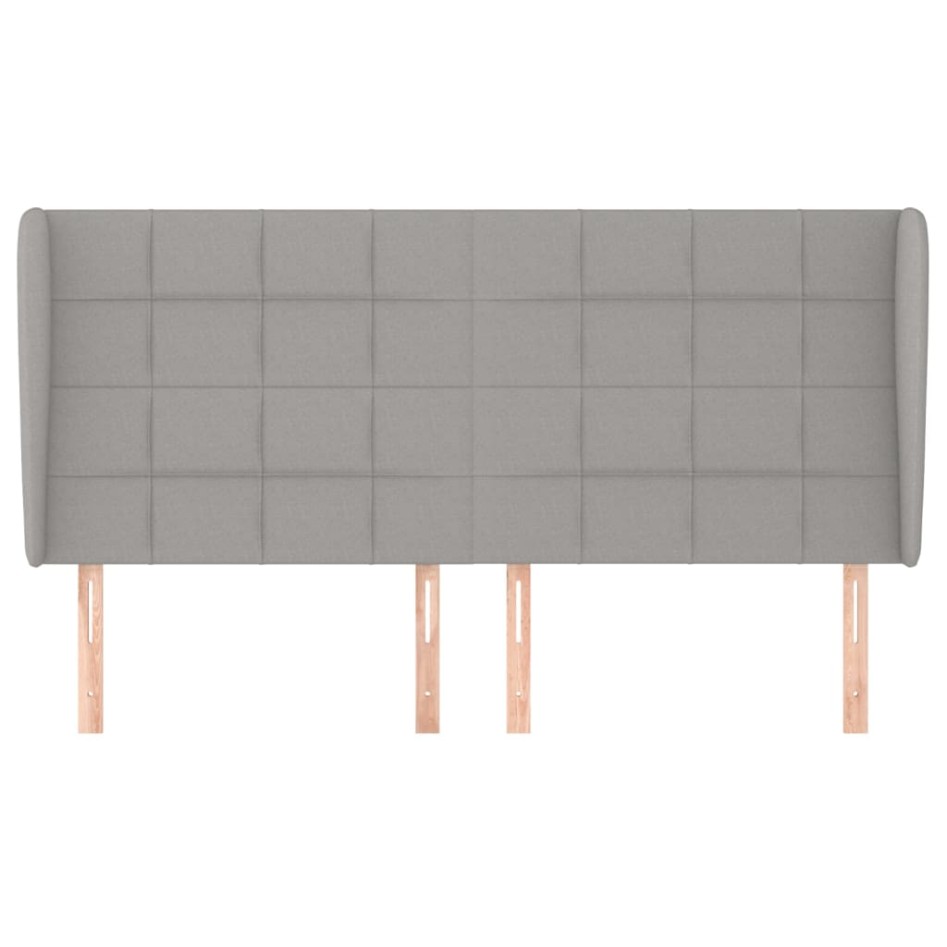 Cabecero con orejas de tela gris claro 163x23x118/128