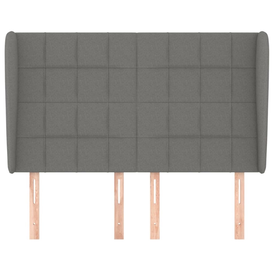 Cabecero con orejas de tela gris oscuro 147x23x118/128