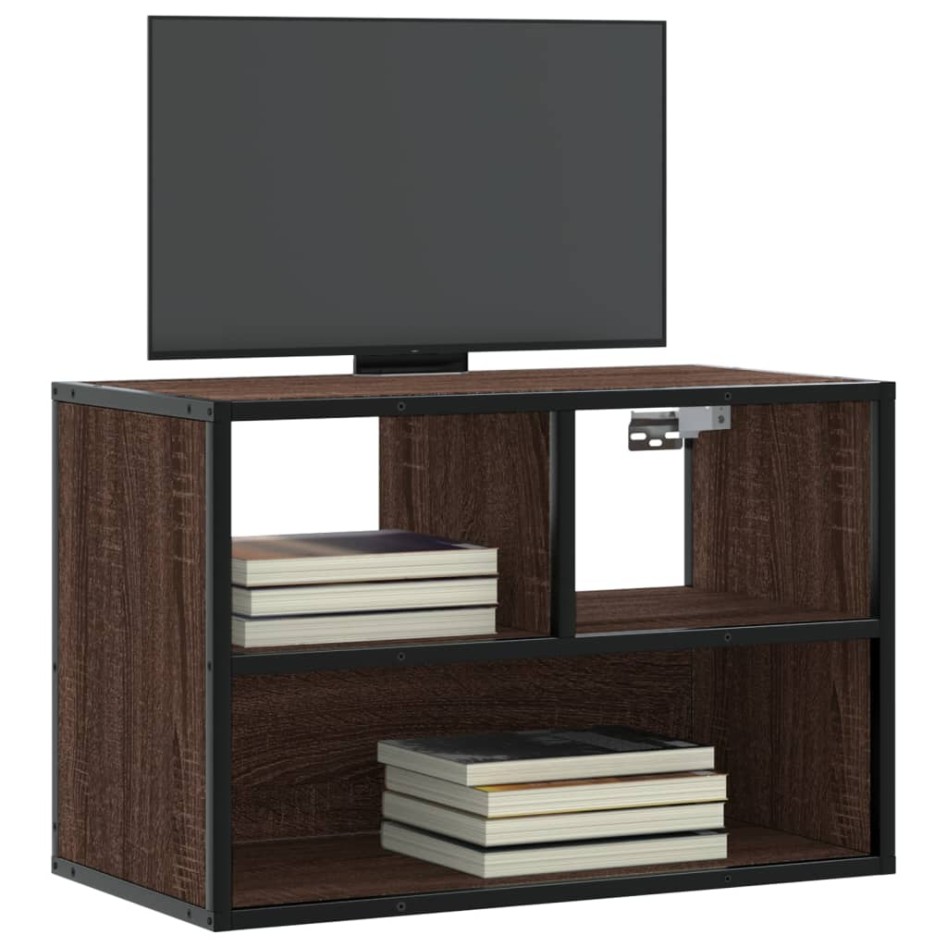 Mueble TV madera ingeniería y metal marrón roble 60x31x39,5