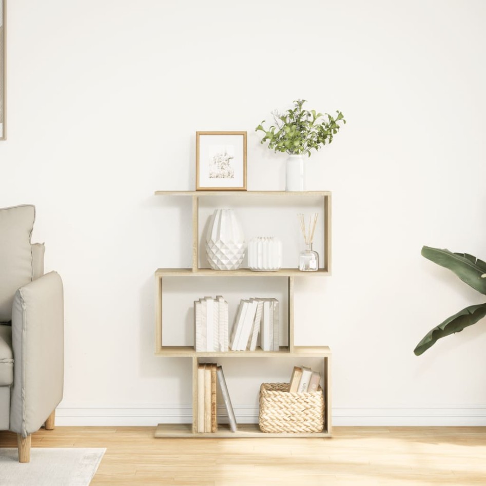 Librería divisora 3 niveles madera roble Sonoma 70x24x97