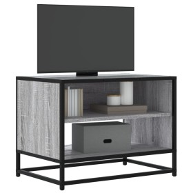 Mueble TV madera ingeniería y metal roble ahumado 61x40x46