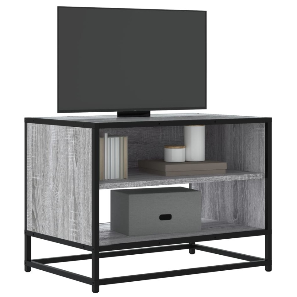 Mueble TV madera ingeniería y metal roble ahumado 61x40x46