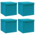 Caja de almacenaje con tapa 4 uds tela azul celeste 32x32x32