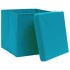 Caja de almacenaje con tapa 4 uds tela azul celeste 32x32x32