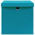 Caja de almacenaje con tapa 4 uds tela azul celeste 32x32x32