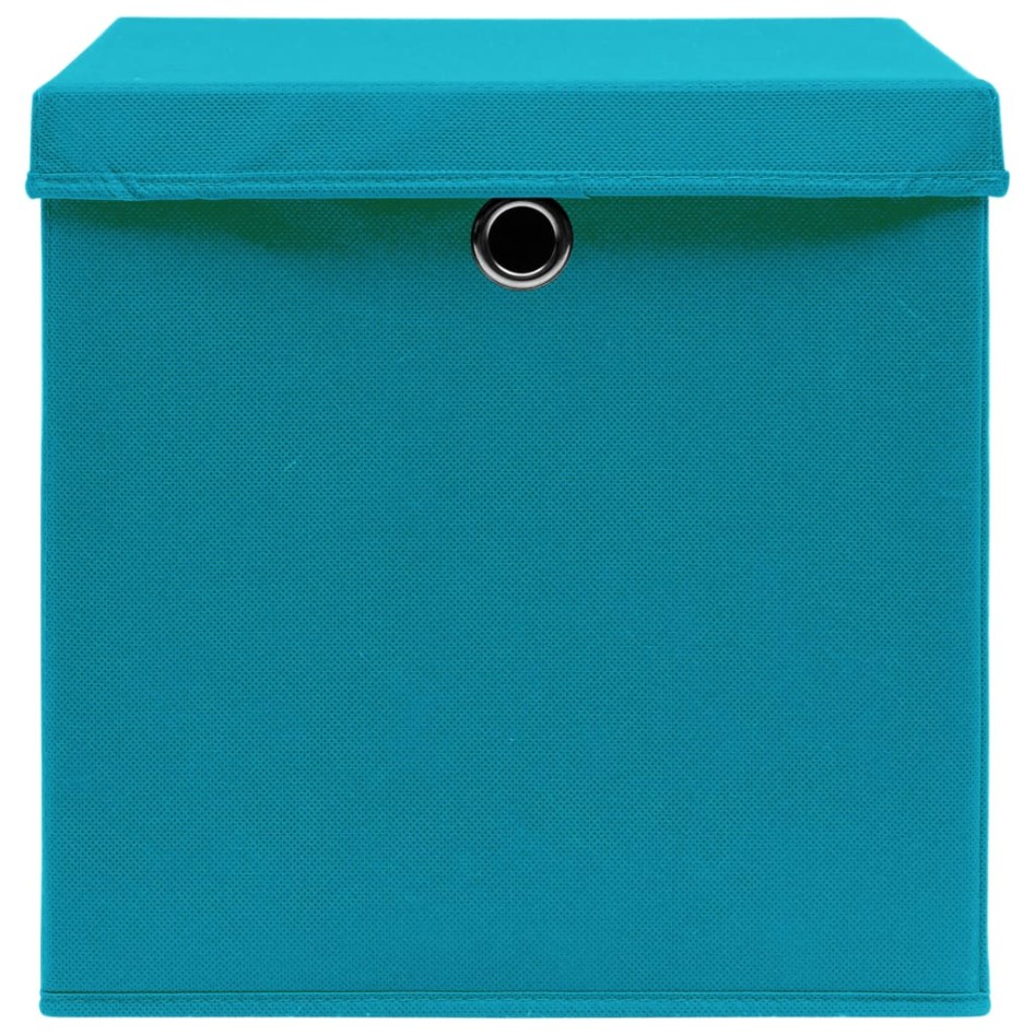 Caja de almacenaje con tapa 4 uds tela azul celeste 32x32x32