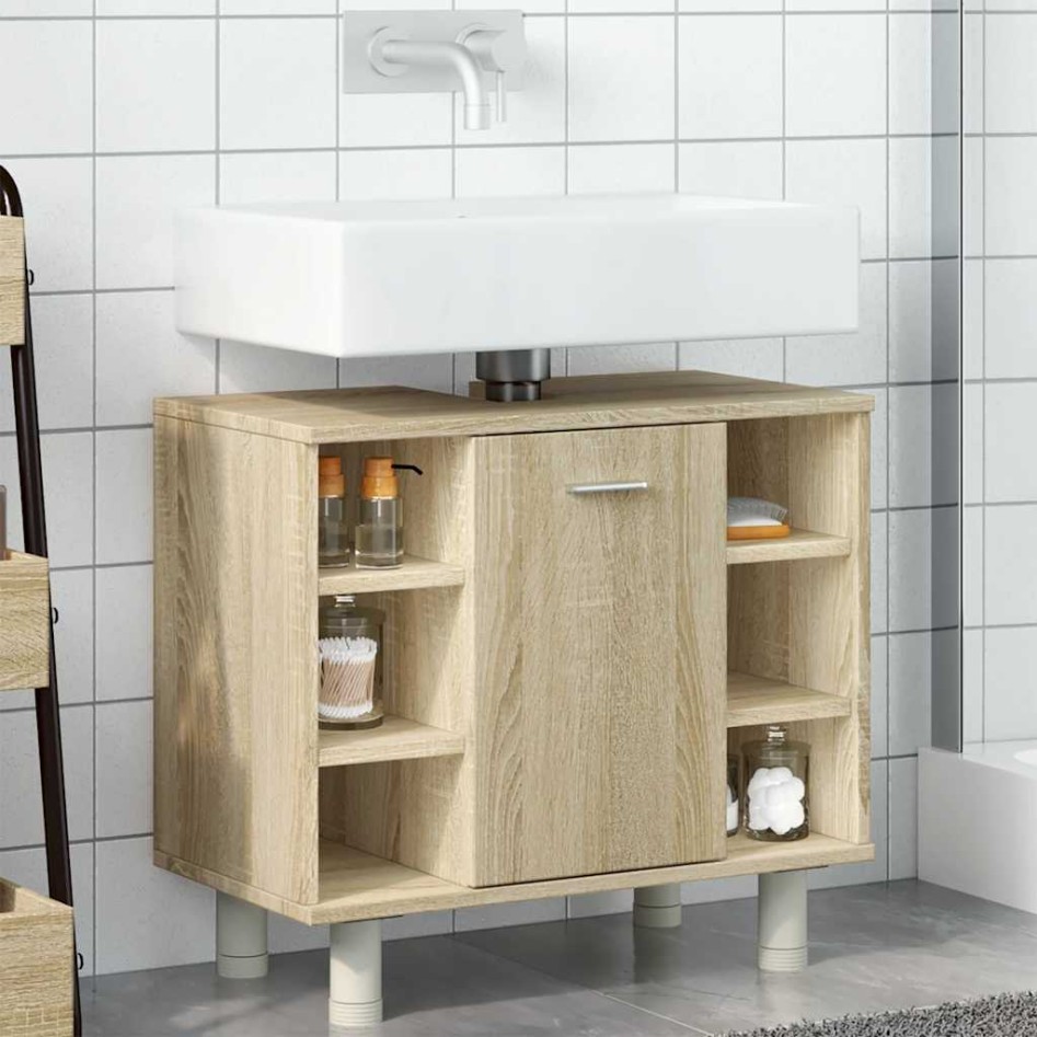 Armario de baño madera ingeniería roble Sonoma 60x32x53,5