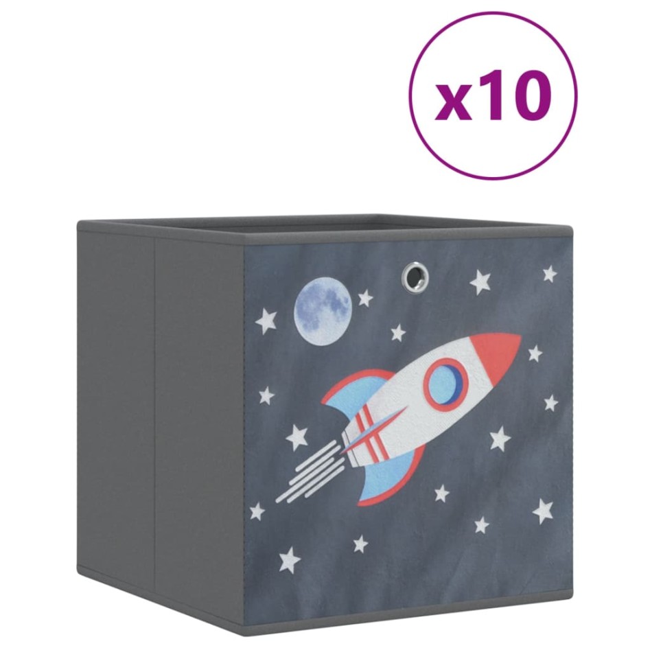 Cajas almacenaje plegables 10 uds no tejida gris 32x32x32