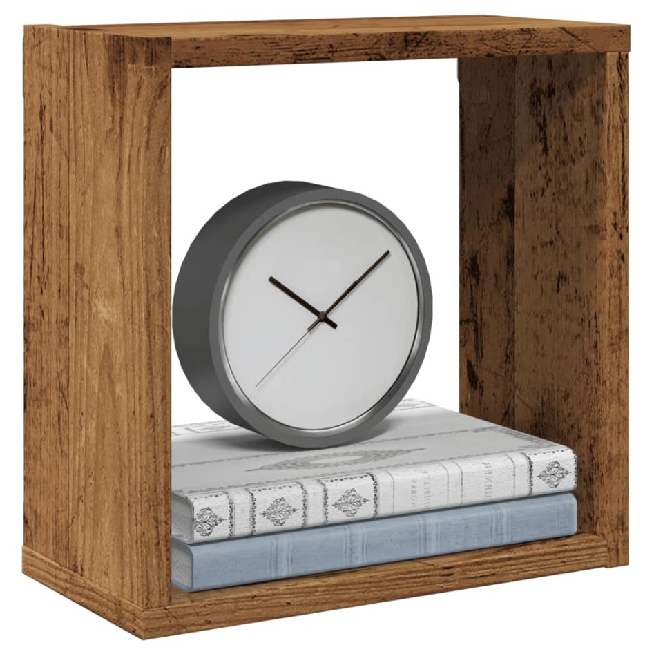 Estantes cubo de pared 4 uds madera envejecida 30x15x30